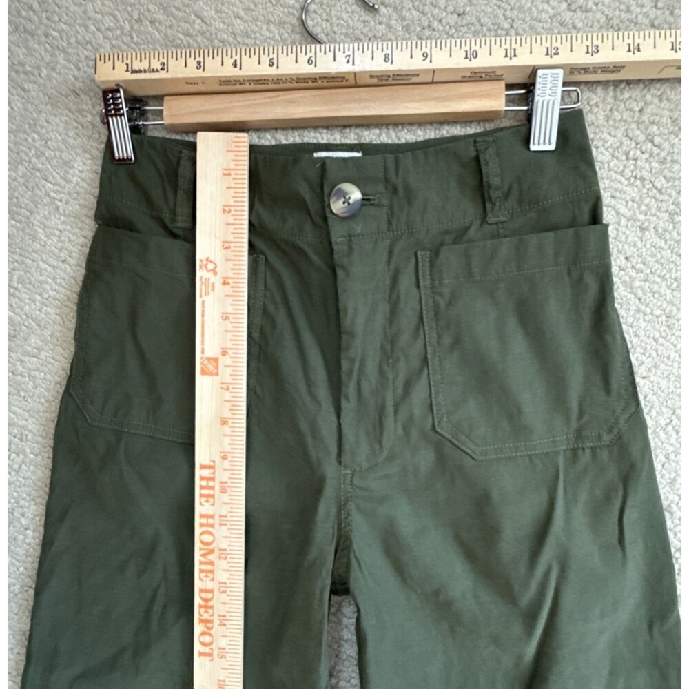 Maeve Anthropologie Colette Linen Blend Crop Wide Leg Pants Green | Women's 27 - Picture 7 of 9
